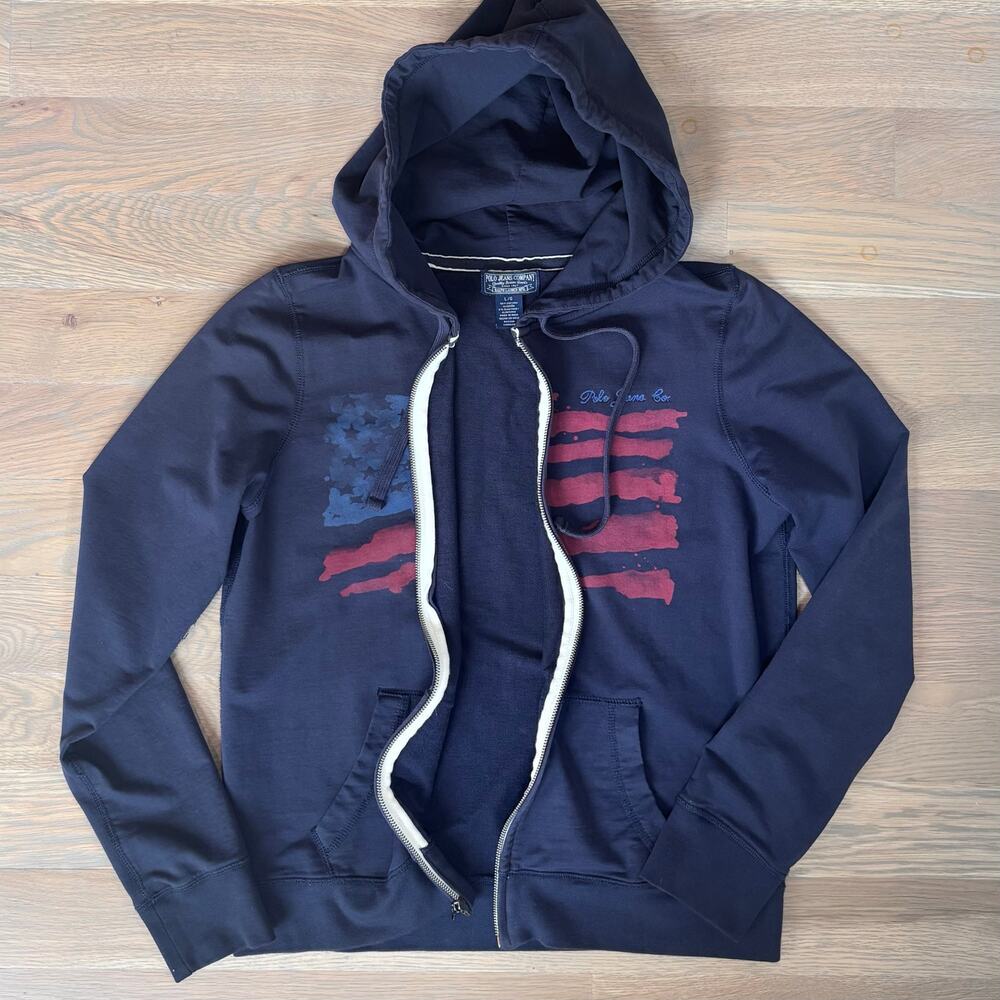 Ralph Lauren Polo Jean Co Y2K American Flag Full Zip Hoodie Jacket Womens Large